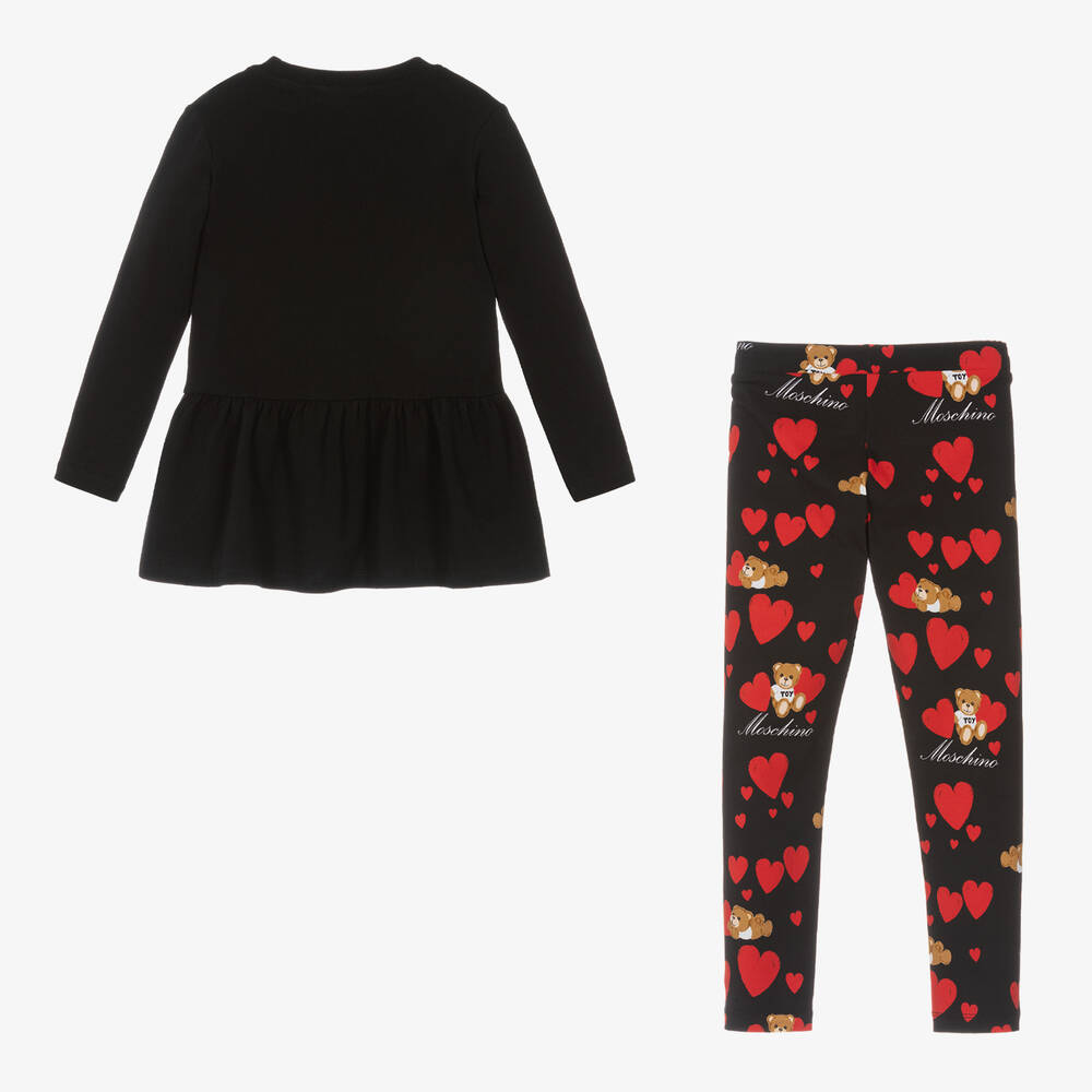 Moschino Kid-Teen-Girls Black Cotton Leggings Set | Childrensalon Outlet