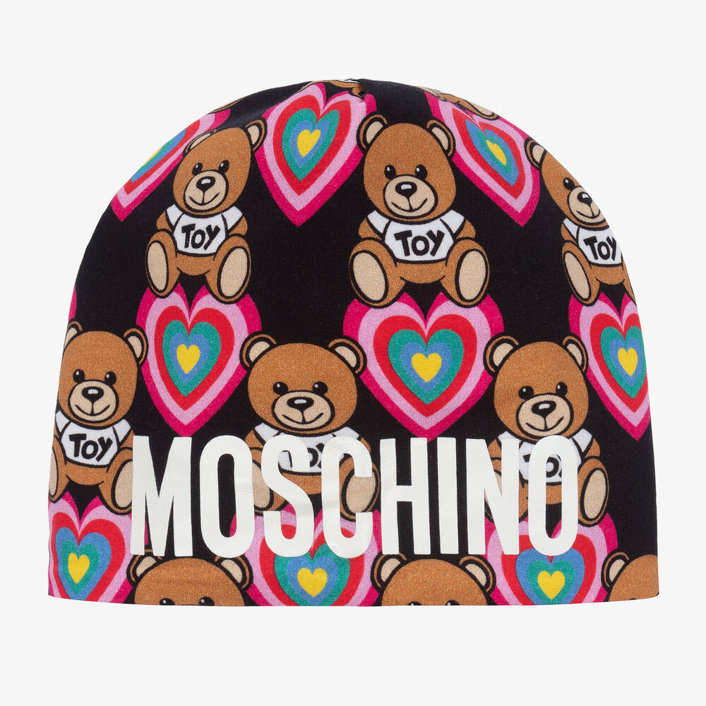 Moschino Kid-Teen - Girls Black Cotton Logo & Heart Hat | Childrensalon