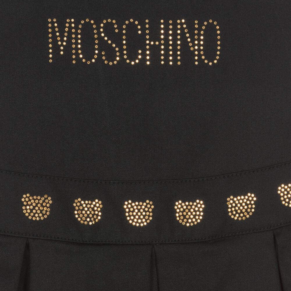 Moschino Kid-Teen-Girls Black Cotton Rhinestone Teddy Dress | Childrensalon Outlet