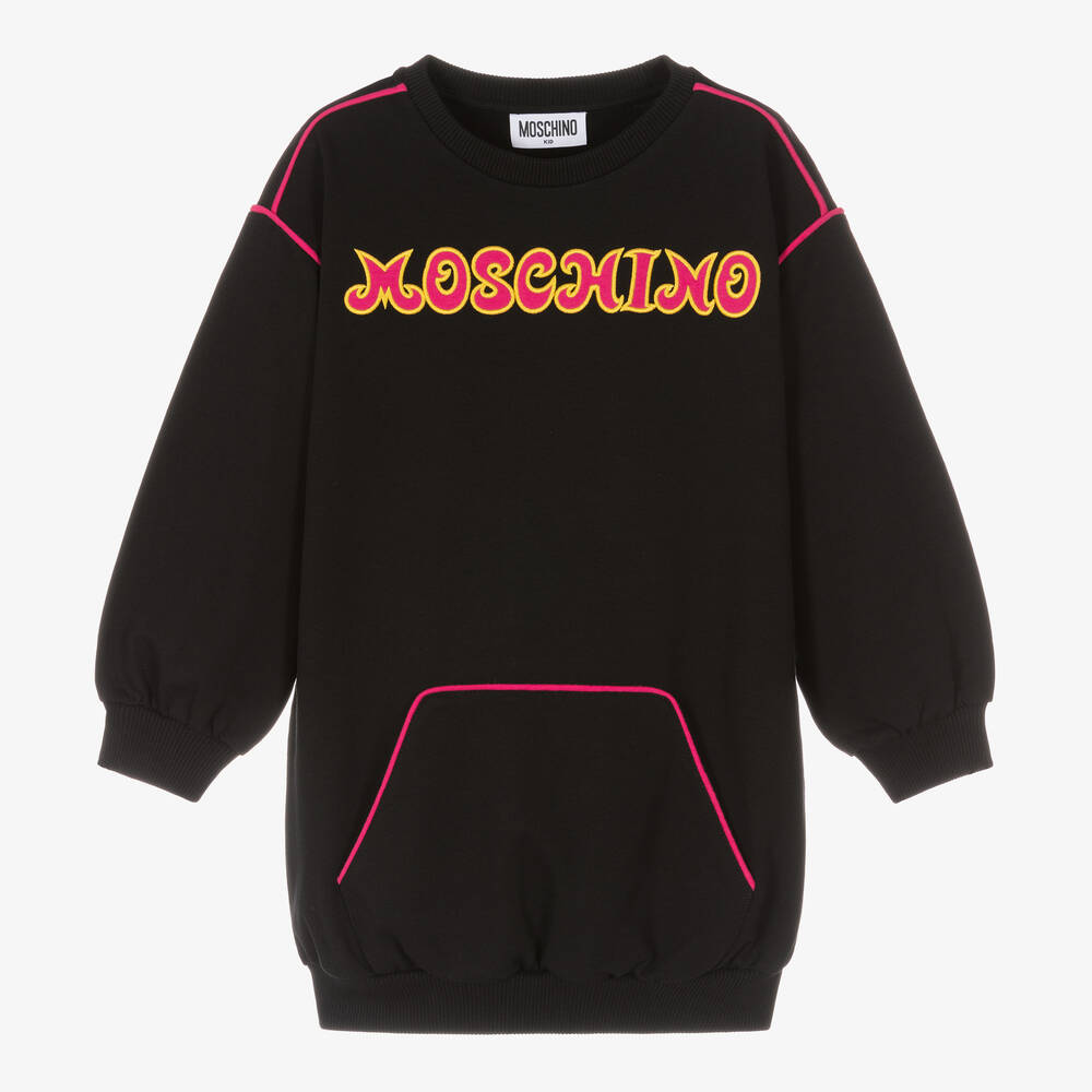 Moschino Kid-Teen - Girls Black Cotton Sweatshirt Dress | Childrensalon