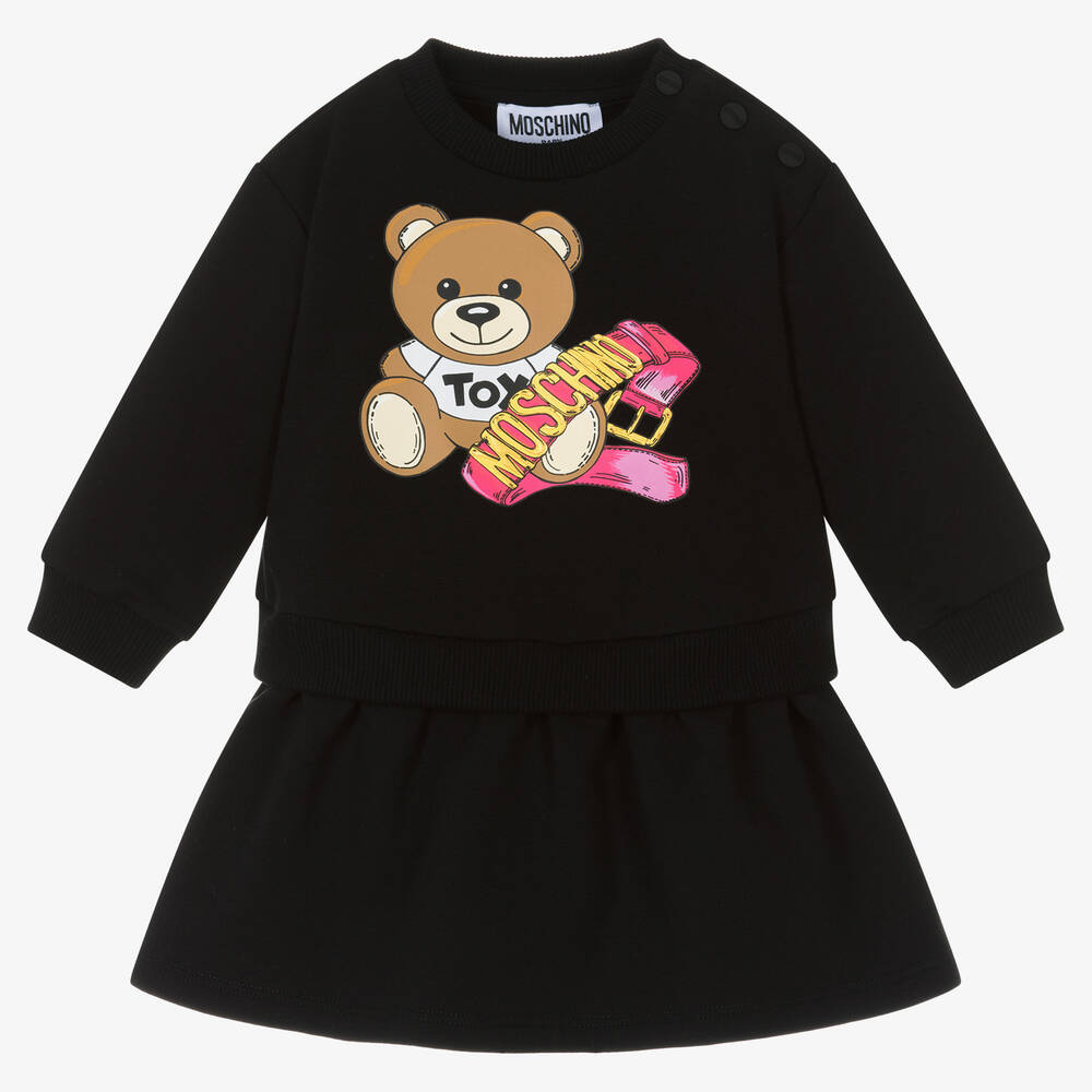 Moschino Baby - Girls Black Cotton Teddy Bear Dress 