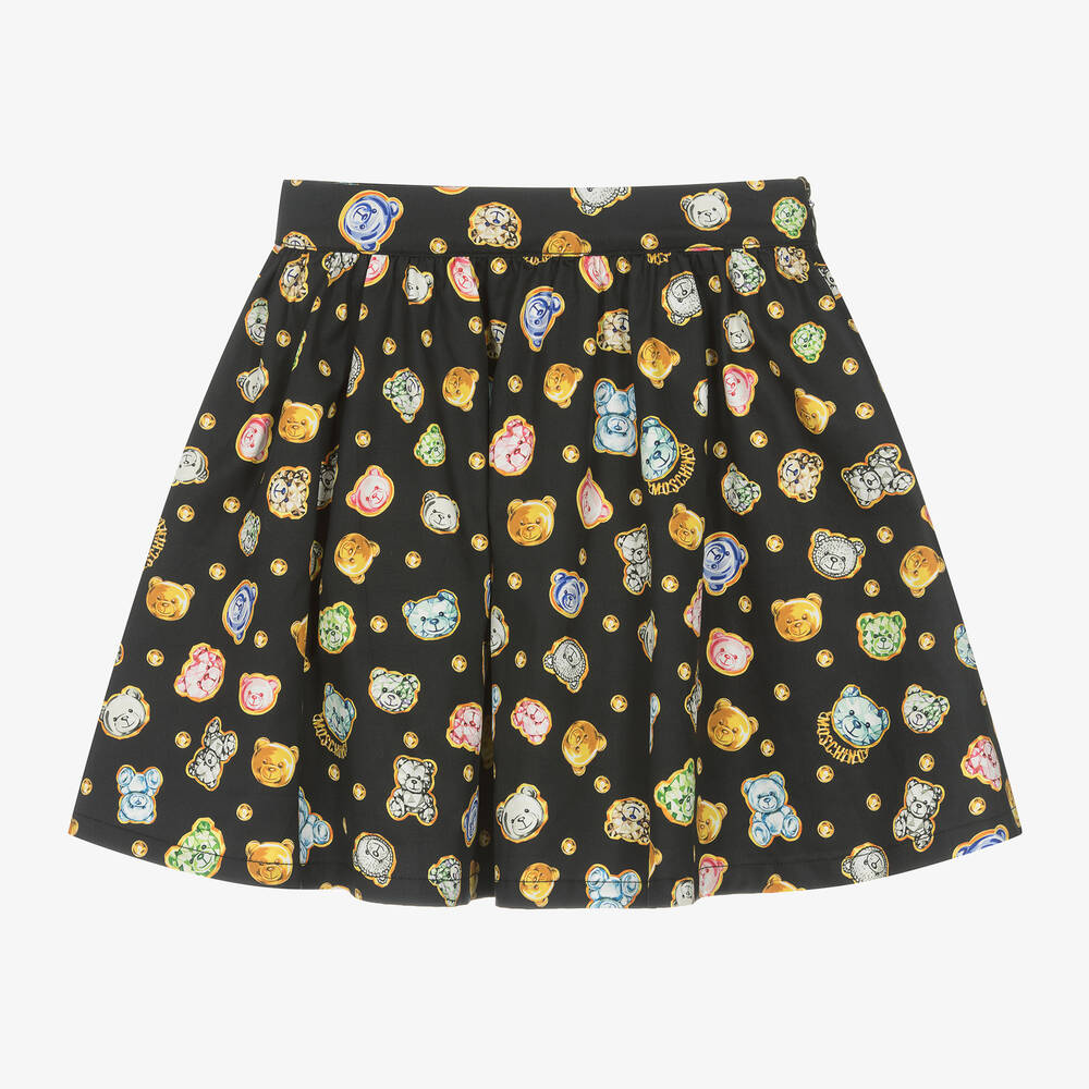 Moschino Kid-Teen-Girls Black Cotton Teddy Bear Gems Skirt | Childrensalon Outlet