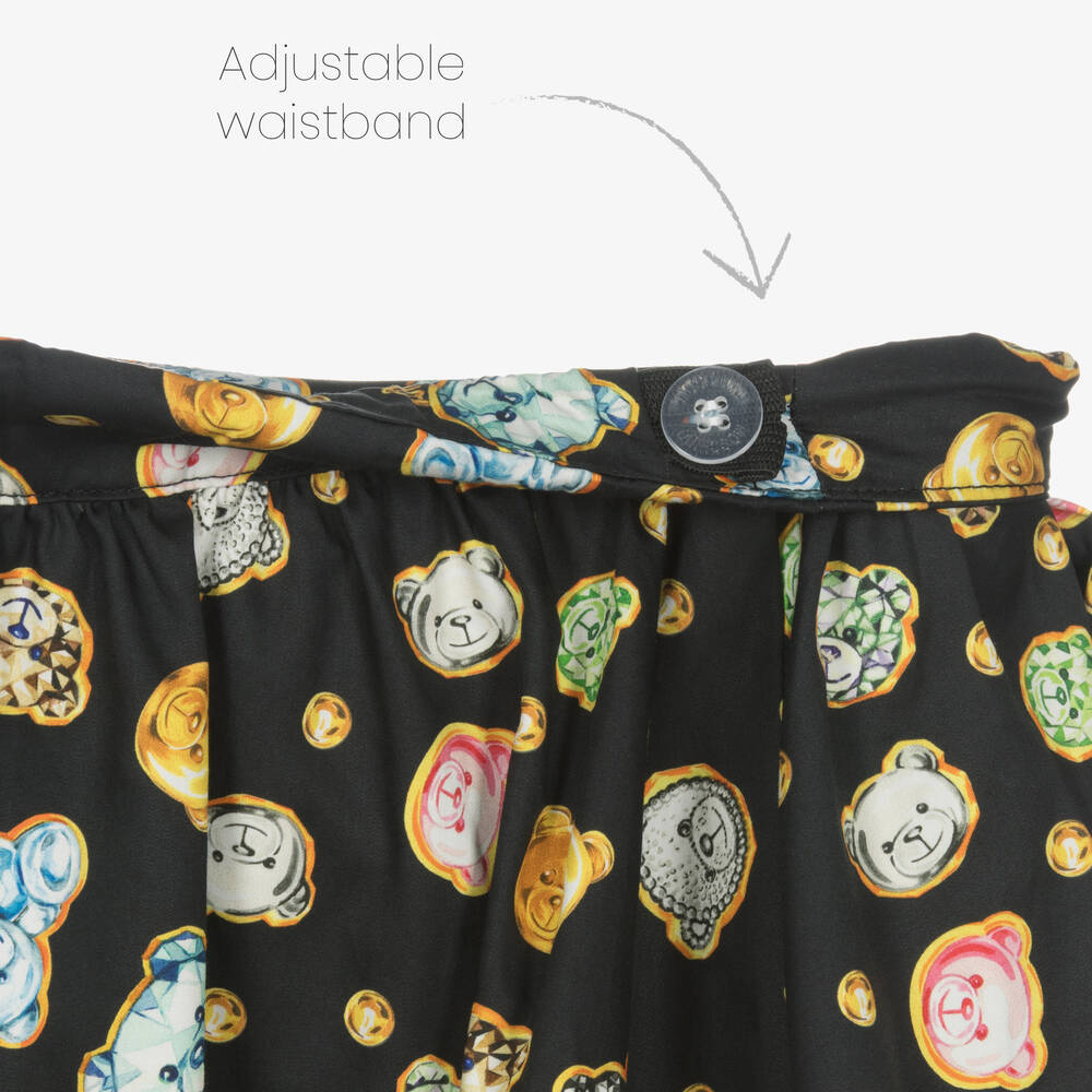 Moschino Кид-Тин-Girls Black Cotton Teddy Bear Gems Skirt | Childrensalon Outlet