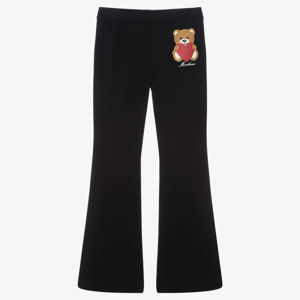 Moschino Kid-Teen-Girls Black Cotton Teddy Joggers | Childrensalon Outlet