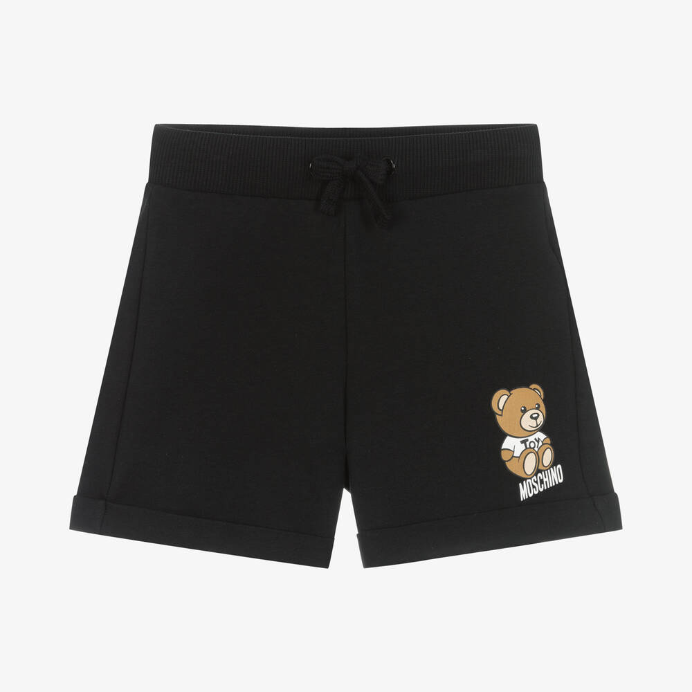 Moschino Kid-Teen - Черные хлопковые шорты с медвежонком | Childrensalon