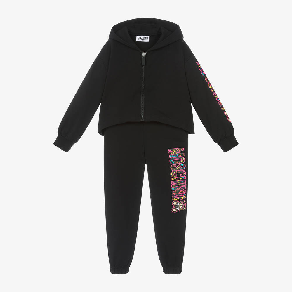 Moschino Kid-Teen-Girls Black Cotton Tracksuit | Childrensalon Outlet