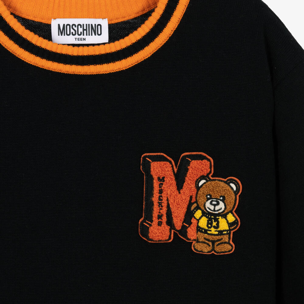 موسكينو Kid-Teen-Girls Black Cotton & Wool Knit Dress | Childrensalon Outlet