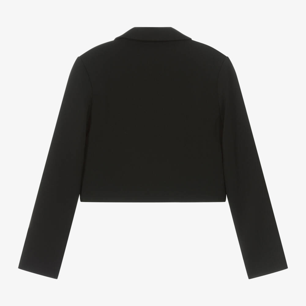 Moschino Kid-Teen-Girls Black Crepe Cropped Jacket | Childrensalon Outlet