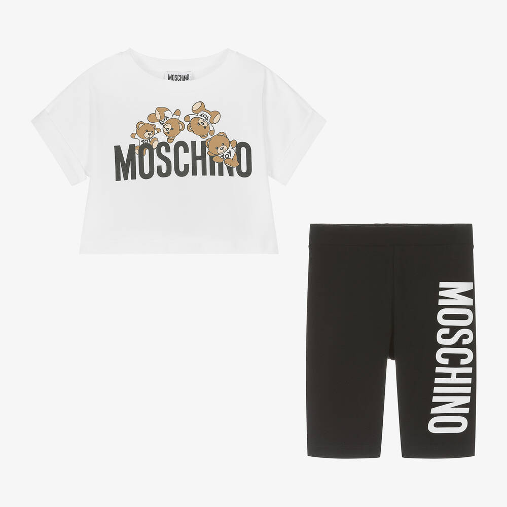 Moschino Kid Teen Girls Black Cycling Shorts Set