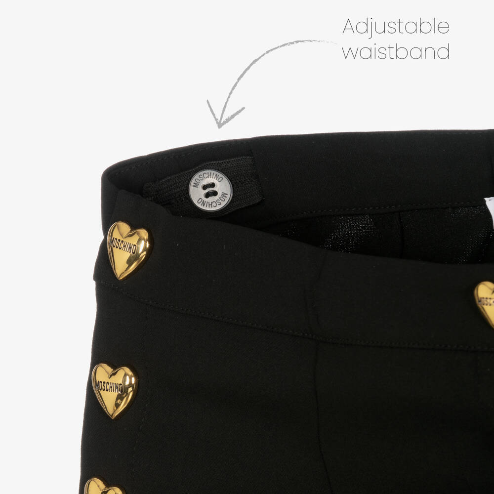 Moschino Kid-Teen-Girls Black Elegant Wide-Leg Trousers | Childrensalon Outlet