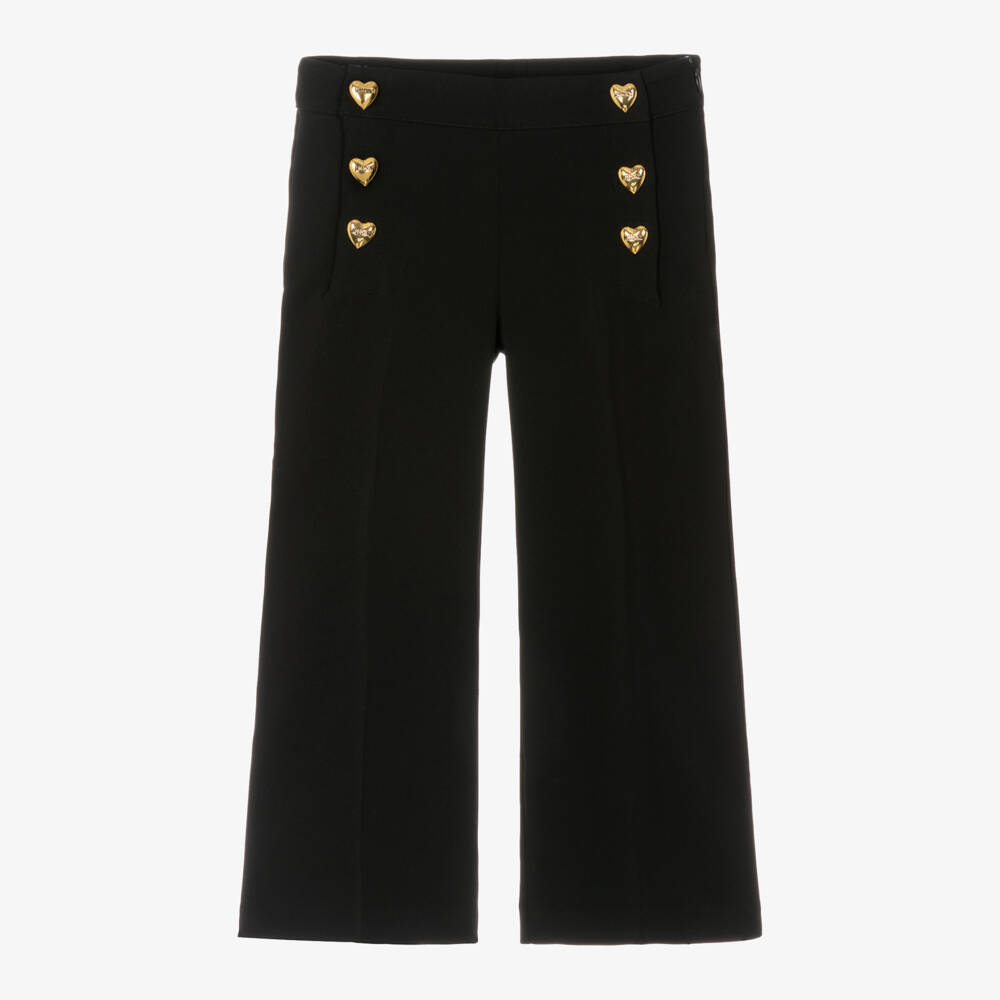 Moschino Kid-Teen-بنطلون بأرجل واسعة لون أسود للبنات | Childrensalon Outlet