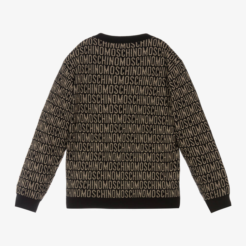 Moschino Kid-Teen-Girls Black & Gold Jacquard Knit Top | Childrensalon Outlet