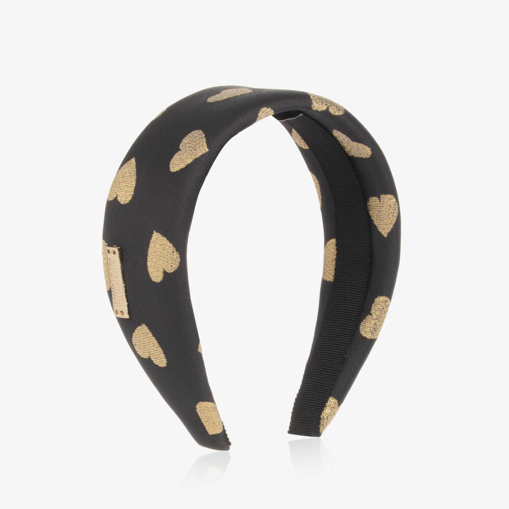 Moschino Kid-Teen-Girls Black Heart Pattern Headband | Childrensalon Outlet