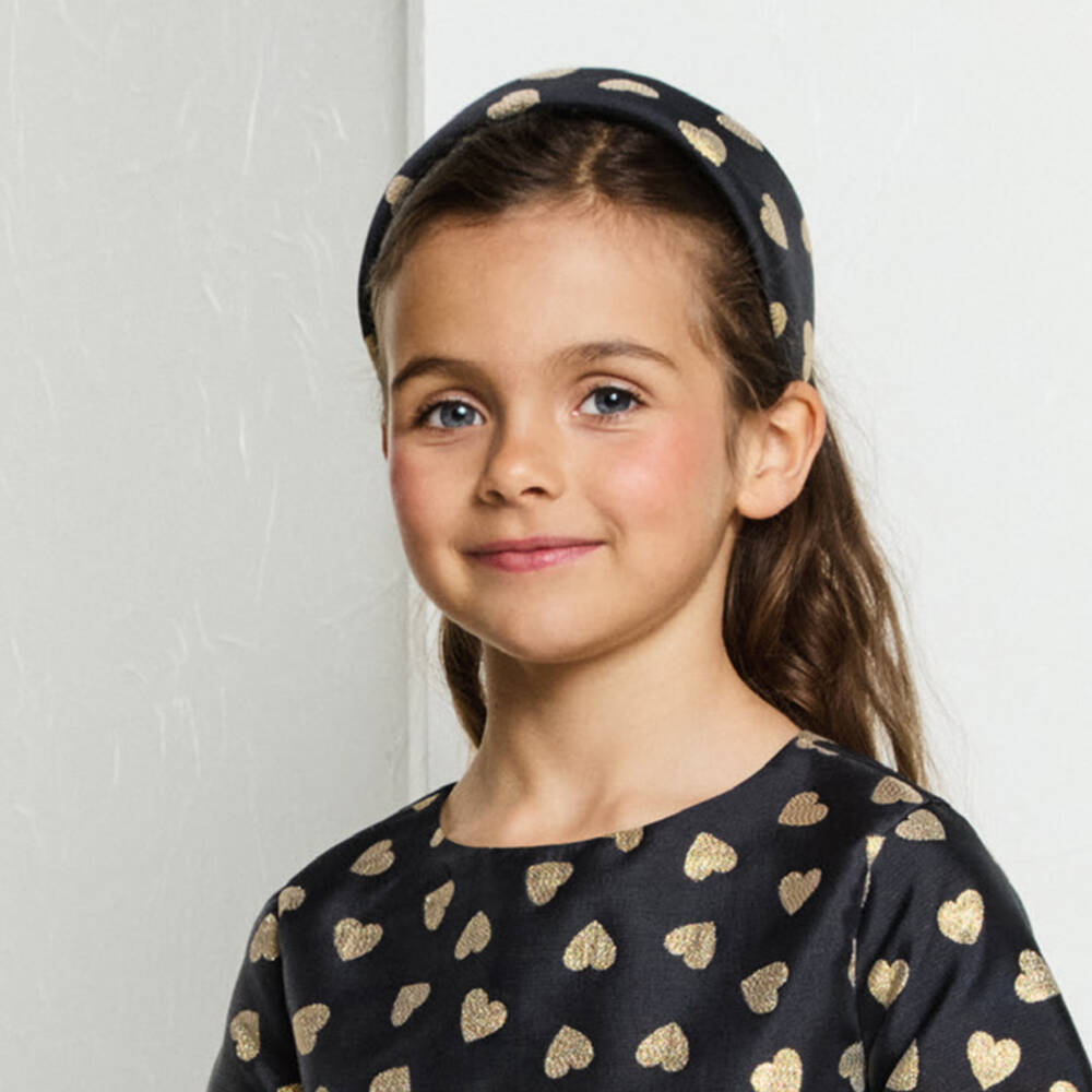 Moschino Kid-Teen-Girls Black Heart Pattern Headband | Childrensalon Outlet