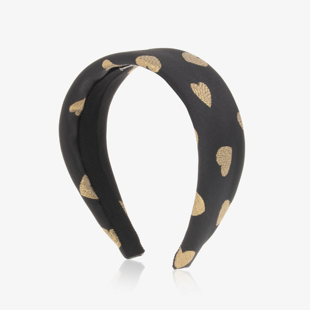 Moschino Kid-Teen-Girls Black Heart Pattern Headband | Childrensalon Outlet