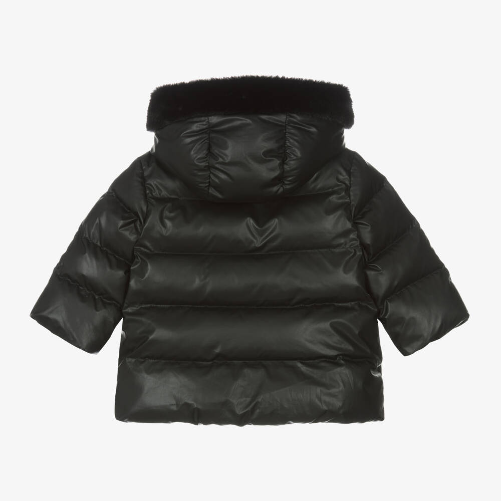 Moschino Baby-Girls Black Hooded Puffer Coat | Childrensalon Outlet