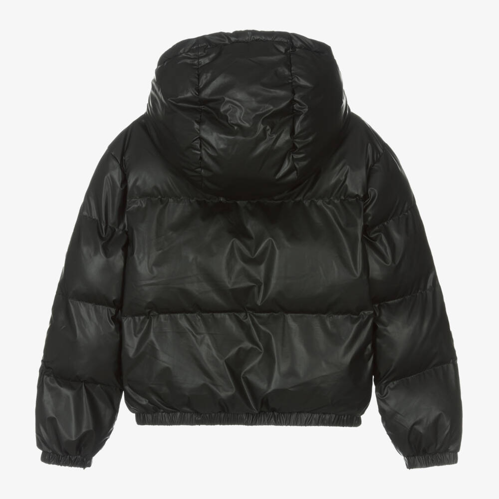 Moschino Kid-Teen-Girls Black Hooded Quilted Coat | Childrensalon Outlet