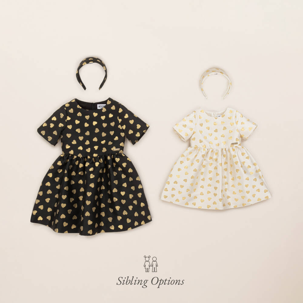 Moschino Kid-Teen-Girls Black Jacquard Heart Dress | Childrensalon Outlet