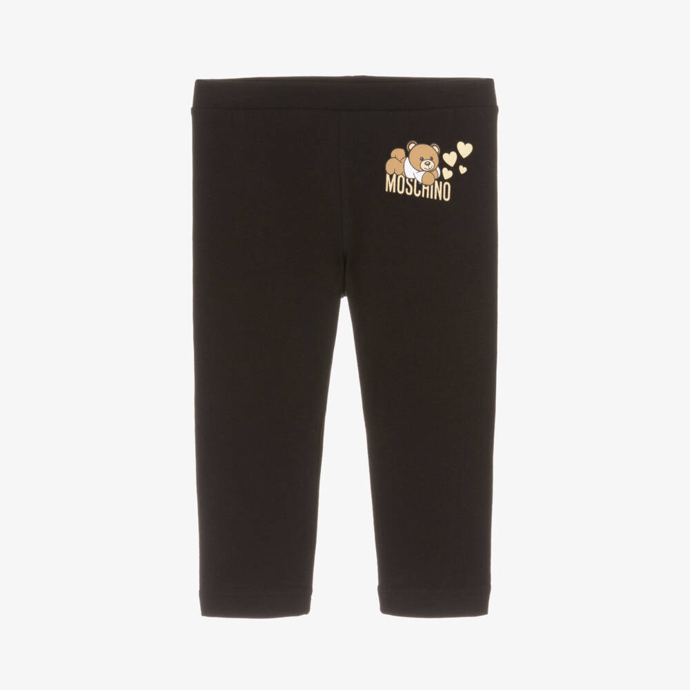 Moschino Baby-Girls Black Jersey Bear Leggings | Childrensalon Outlet