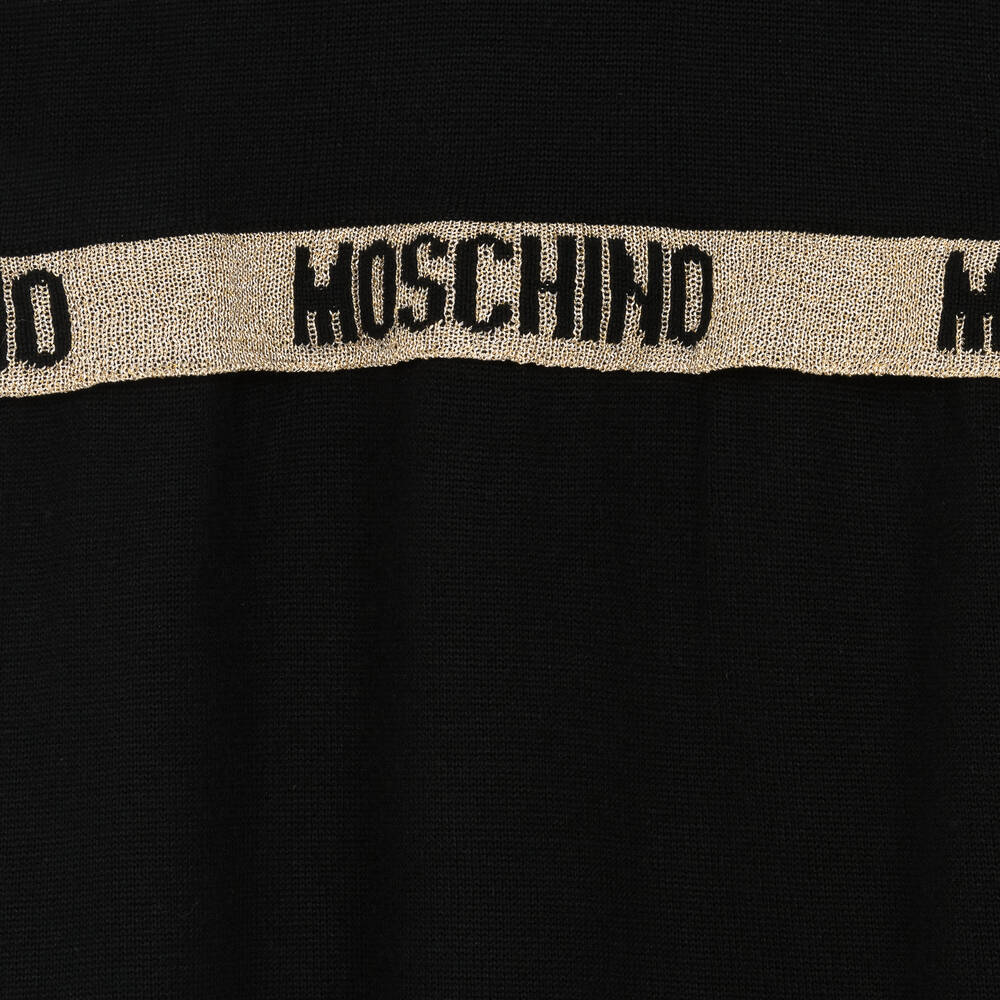Moschino Kid-Teen-فستان مزيج فيسكوز وكشمير محبوك لون أسود | Childrensalon Outlet