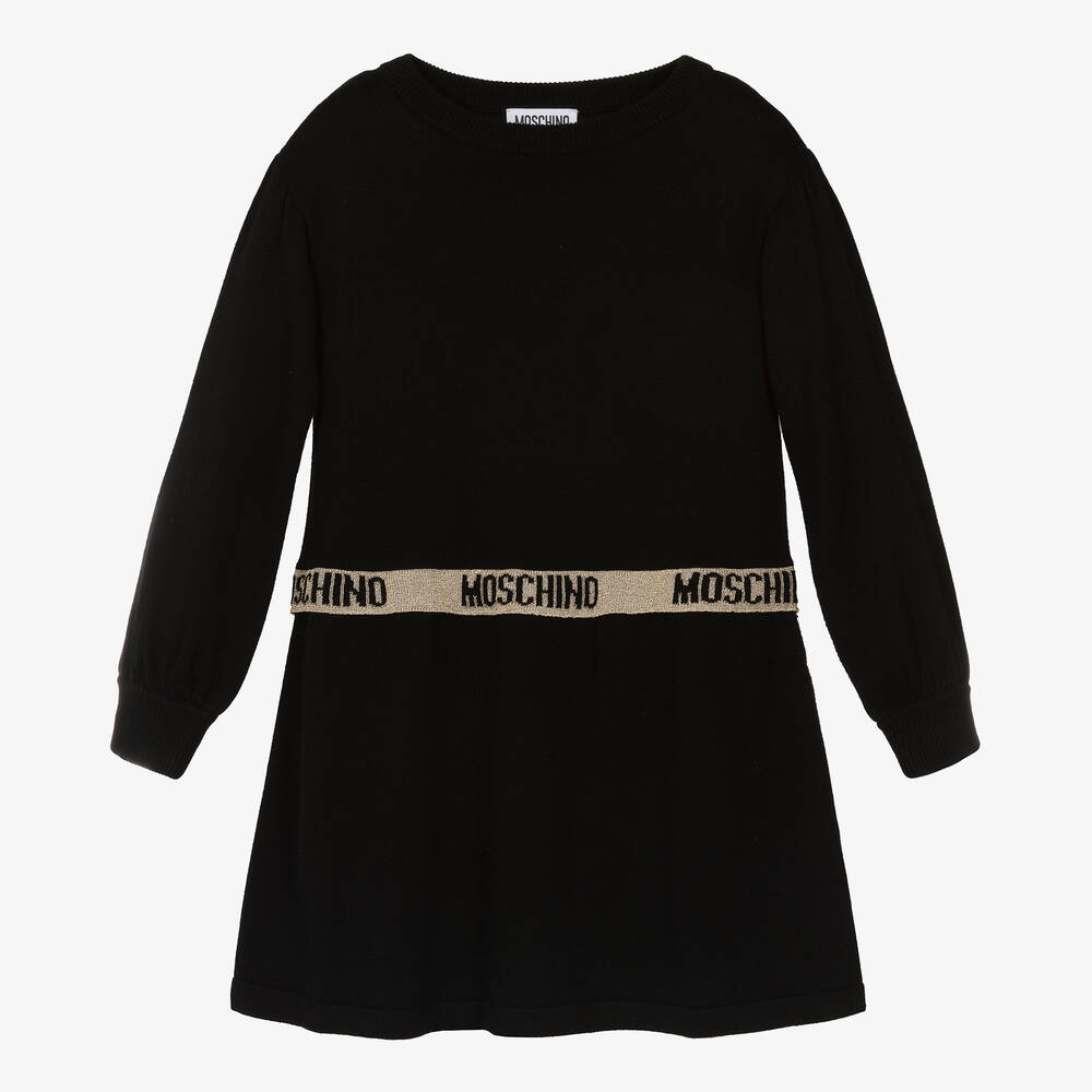 Moschino Kid-Teen - Girls Black Knitted Cashmere Dress | Childrensalon