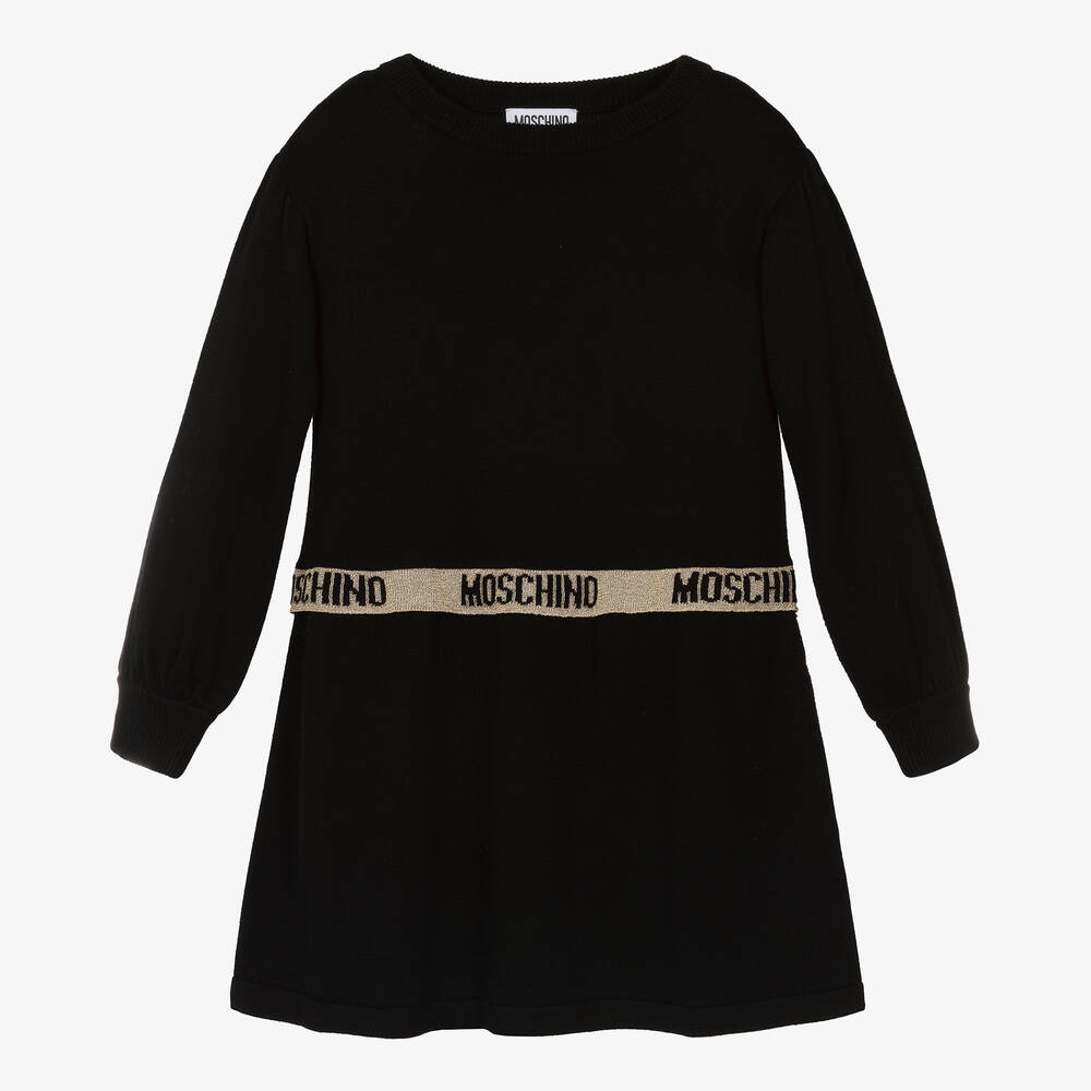 Moschino Kid-Teen - Schwarzes Kaschmir-Strickkleid | Childrensalon