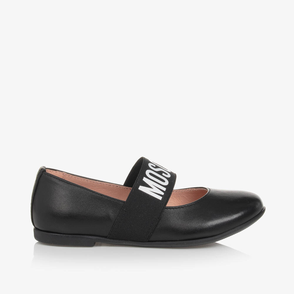 【関税&送料込】Moschino Leather Ballerina Moschino Kid-Teen - Girls Black Leather Ballerina Pumps