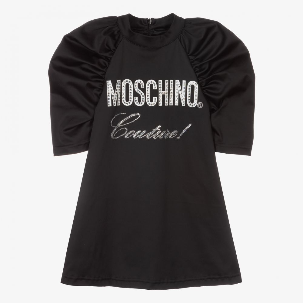 Moschino Kid-Teen - Girls Black Logo Dress | Childrensalon