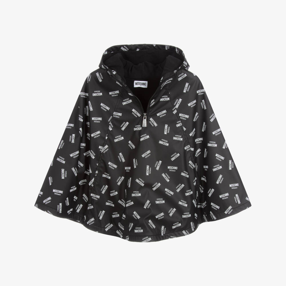 Moschino Kid-Teen-Girls Black Logo Rain Cape | Childrensalon Outlet