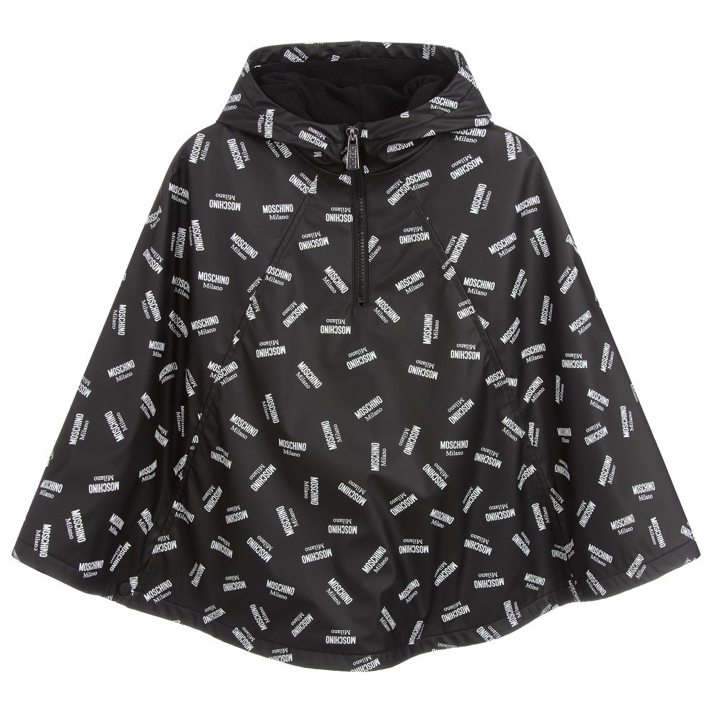 Moschino Kid-Teen - Girls Black Logo Rain Cape | Childrensalon