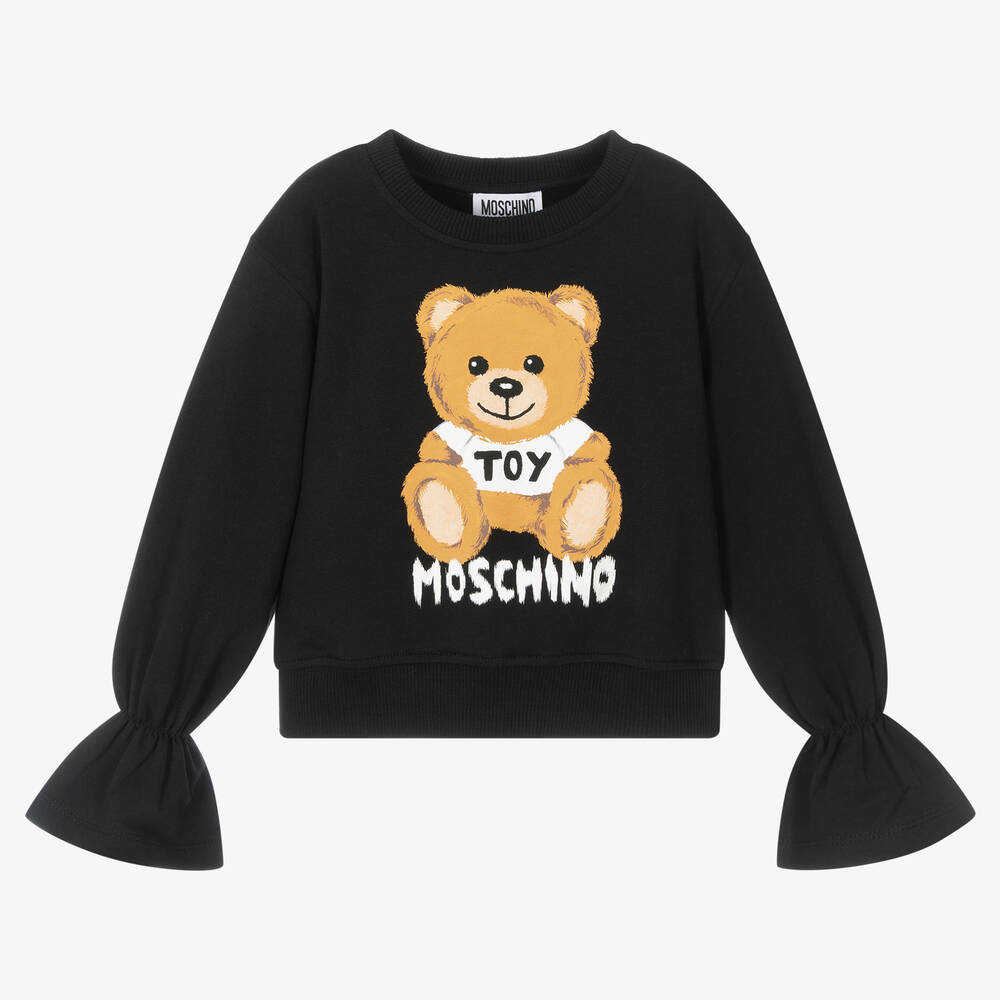 Moschino Kid-Teen - Girls Black Logo Sweatshirt | Childrensalon