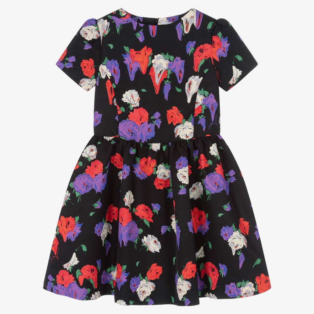 Moschino Kid-Teen - Robe noire à roses fondues fille | Childrensalon