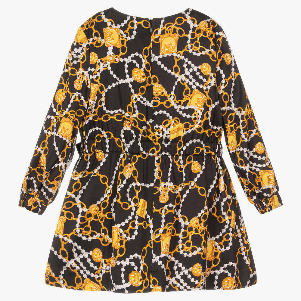 Moschino Kid-Teen - Girls Black Pearl & Chain Logo Dress