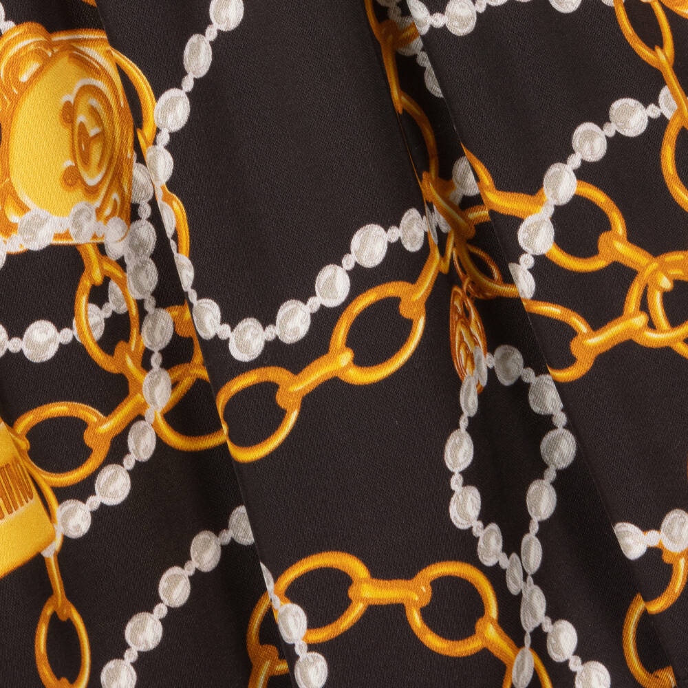 Moschino Кид-Тин-Girls Black Pearl & Chain Logo Dress | Childrensalon Outlet