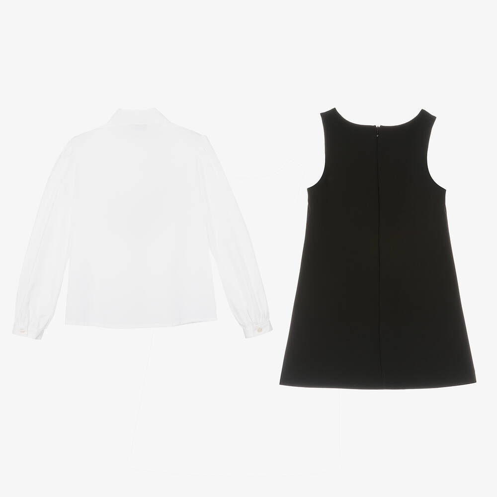 Moschino Kid-Teen-طقم فستان بينافور قطن بوبلين لون أسود | Childrensalon Outlet