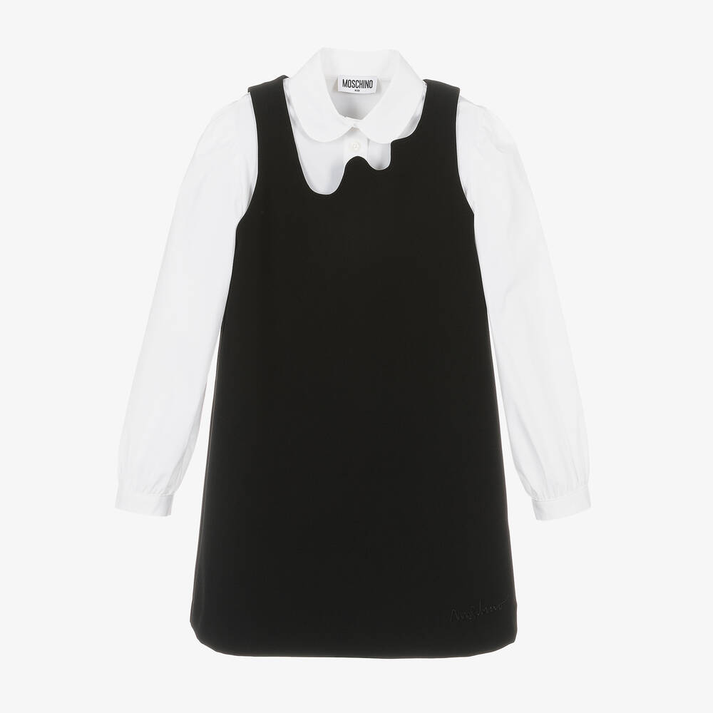 Moschino Kid-Teen - طقم فستان بينافور قطن بوبلين لون أسود | Childrensalon