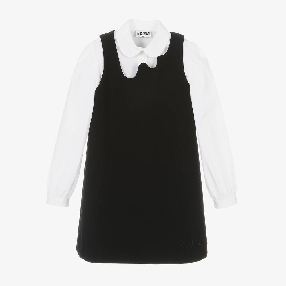 Moschino Kid-Teen - Girls Black Pinafore Dress Set | Childrensalon