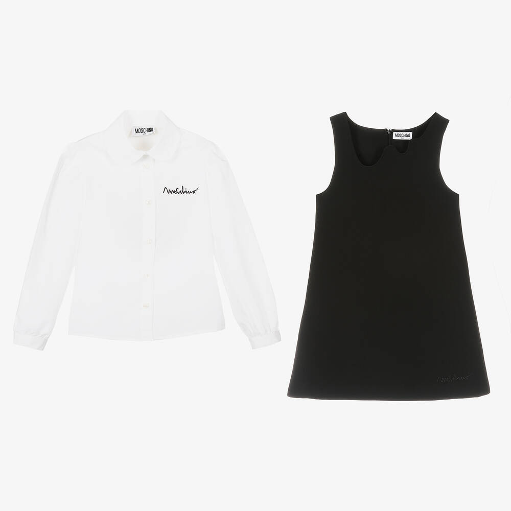 Moschino Kid-Teen-طقم فستان بينافور قطن بوبلين لون أسود | Childrensalon Outlet