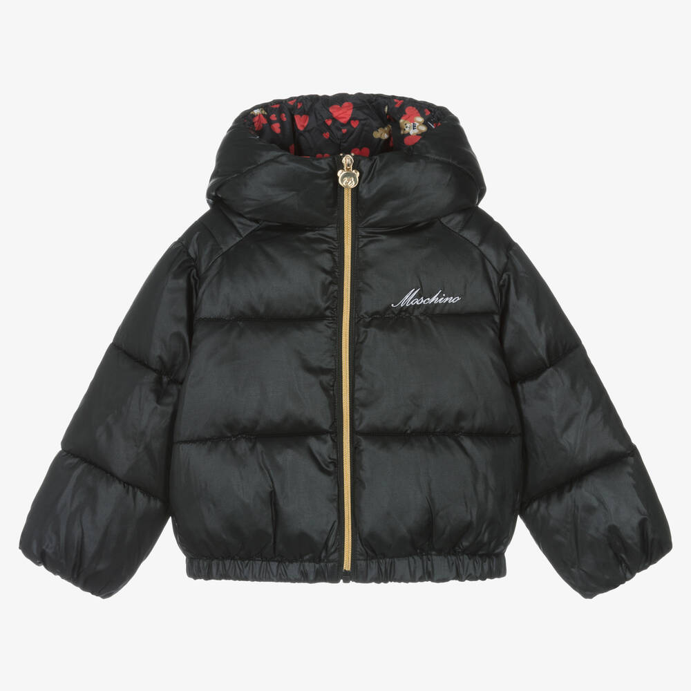 Moschino Kid-Teen -  Schwarze Steppjacke für Mädchen | Childrensalon