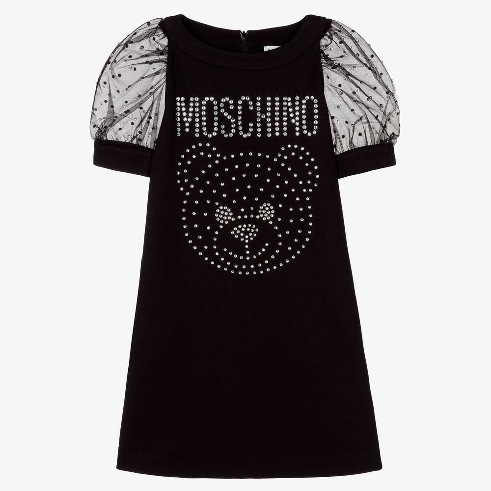 Moschino Kid-Teen - Schwarzes Kleid mit Strass (M) | Childrensalon
