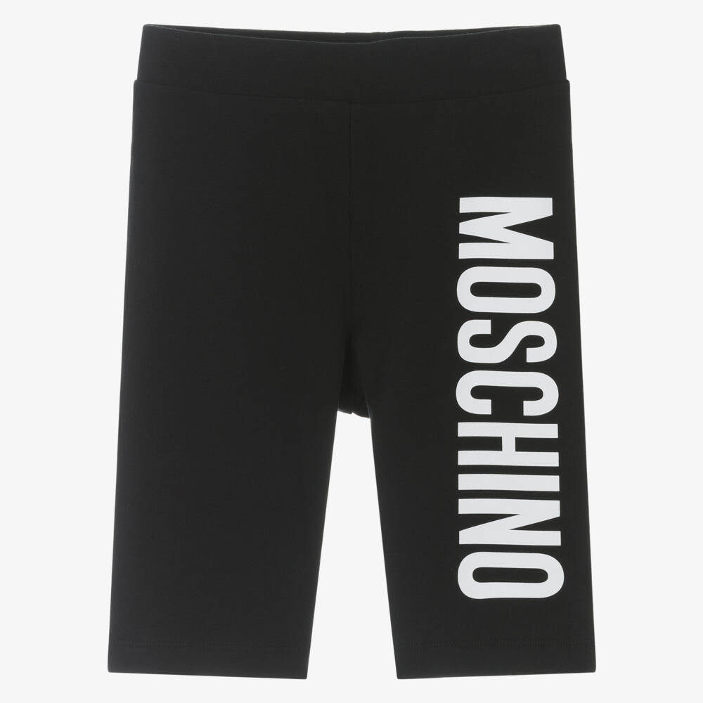Moschino-Girls Black Stretchy Cotton Shorts | Childrensalon Outlet