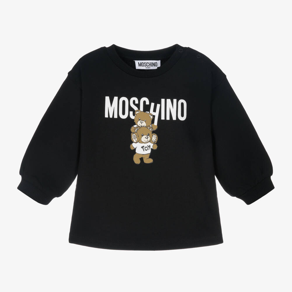 Moschino Baby-Girls Black Teddy Bear Cotton Dress  | Childrensalon Outlet