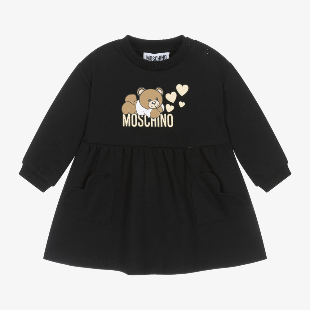 Moschino Baby-Girls Black Teddy Bear Dress | Childrensalon Outlet