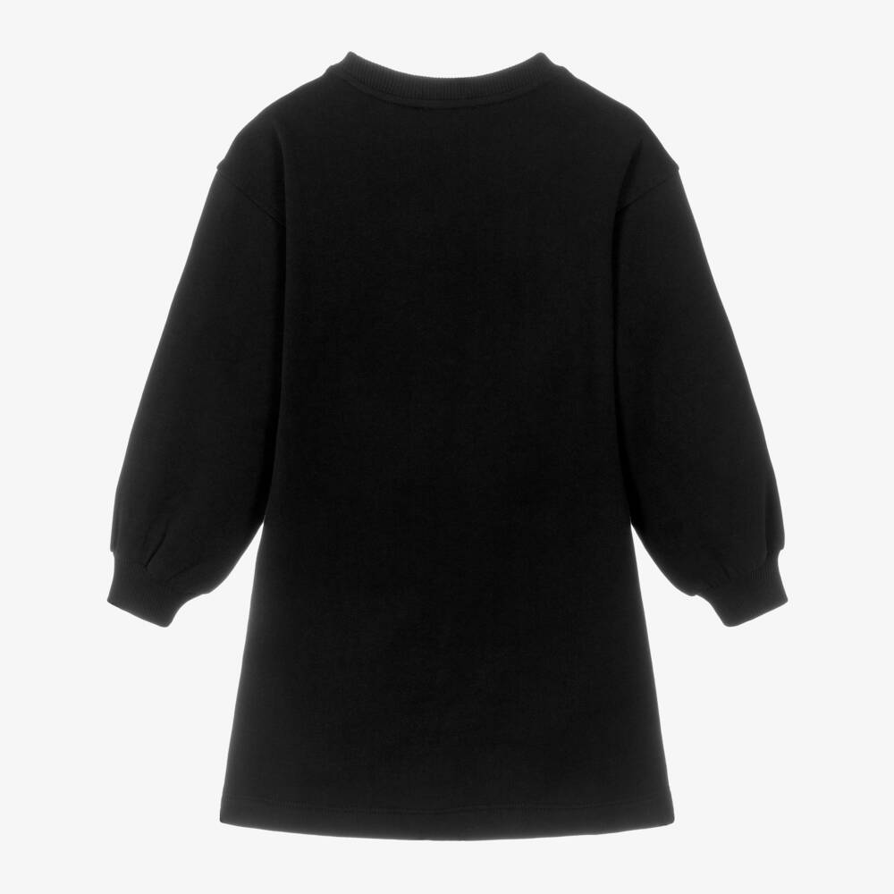 Moschino-Girls Black Teddy Bear Logo Cotton Jersey Sweatshirt Dress | Childrensalon Outlet