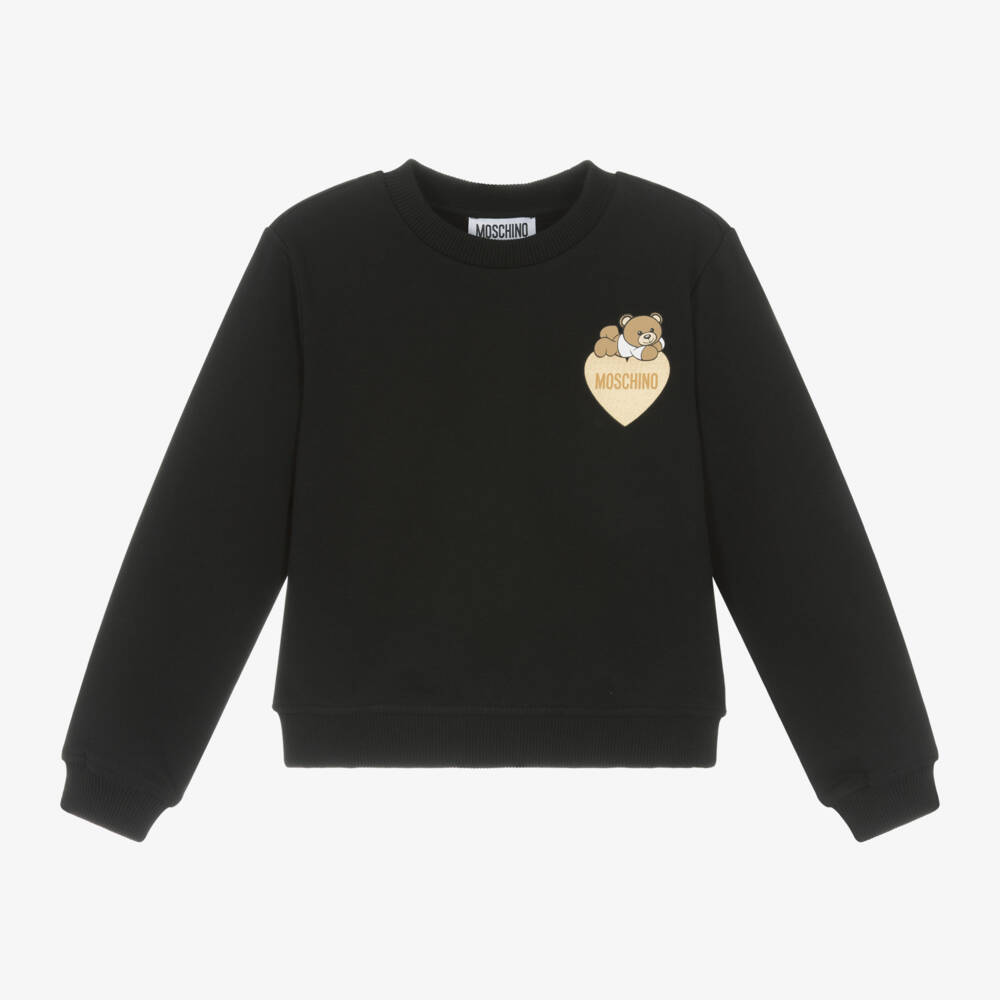 Moschino Kid-Teen-Girls Black Teddy Heart Jumper | Childrensalon Outlet