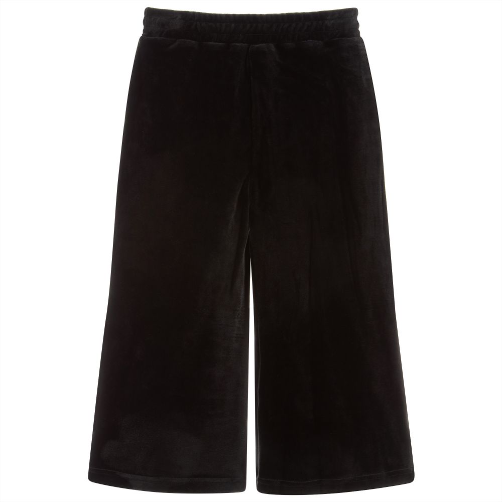 Moschino Kid-Teen-Girls Black Velour Trousers | Childrensalon Outlet