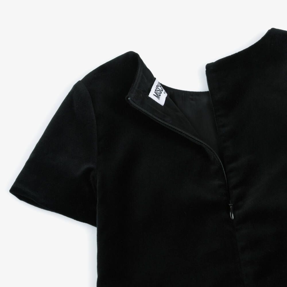 Moschino-فستان مخملي أسود للبنات مع فيونكة | Childrensalon Outlet