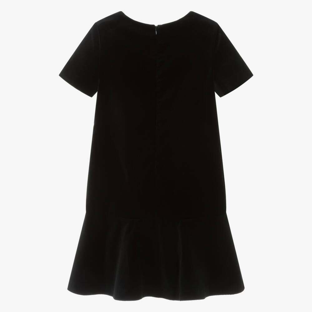 Moschino-فستان مخملي أسود للبنات مع فيونكة | Childrensalon Outlet