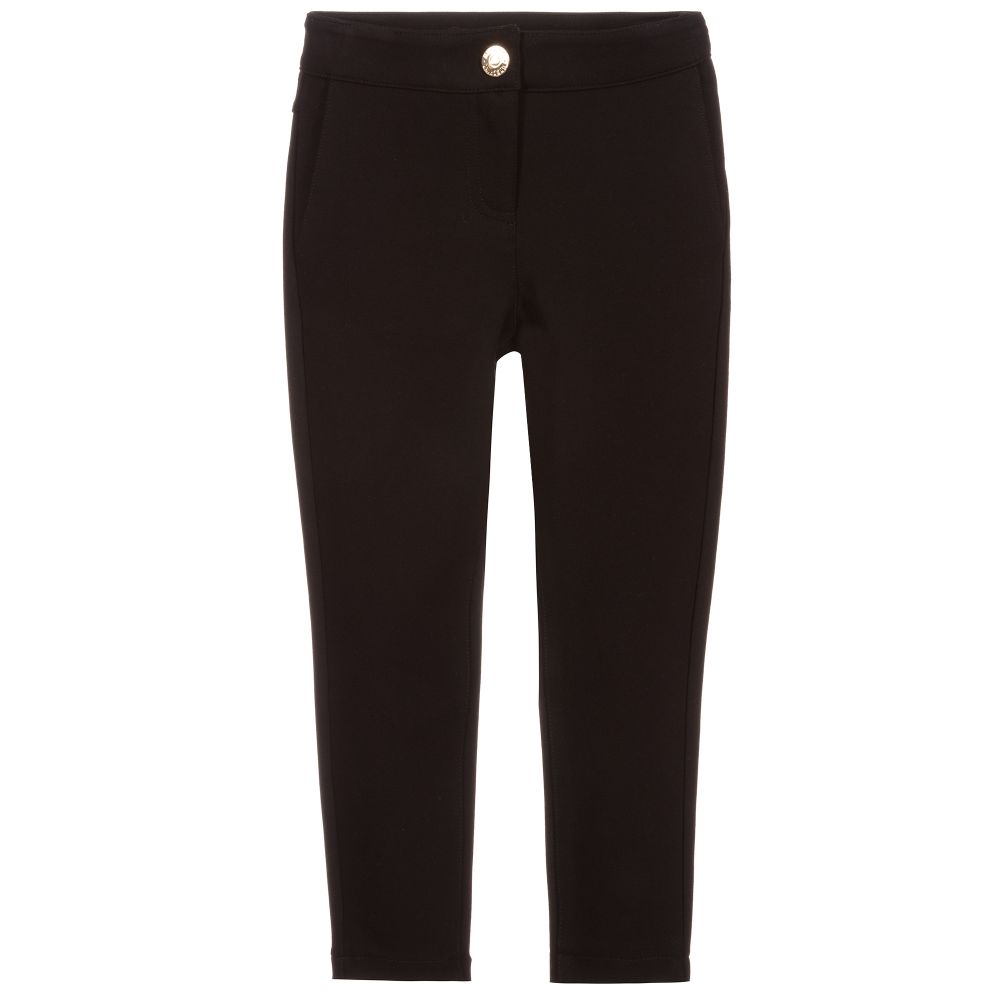 Moschino Kid-Teen - Girls Black Viscose Trousers | Childrensalon