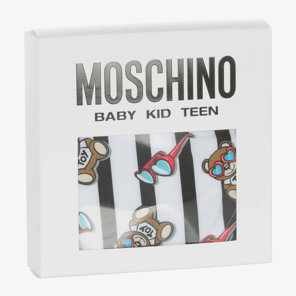 Moschino Kid-Teen-Girls Black & White Stripe Bear Bikini | Childrensalon Outlet